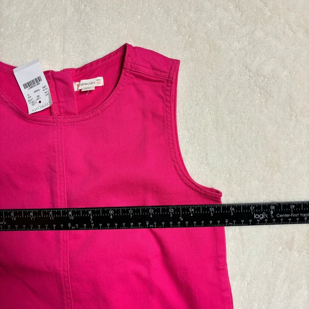 NWT‎ Crewcuts Girls Hot Pink Dress with Heart Pocket Size 10 Sleeveless Cotton